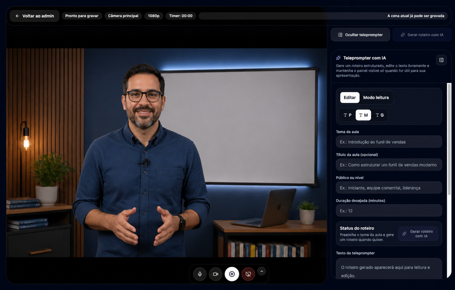 Tela do Lesson Studio com IA para estruturar aulas, materiais e avaliações